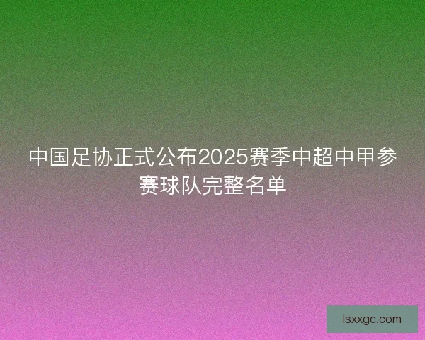 中国足协正式公布2025赛季中超中甲参赛球队完整名单 中国足协正式公布2025赛季中超中甲参赛球队完整名单