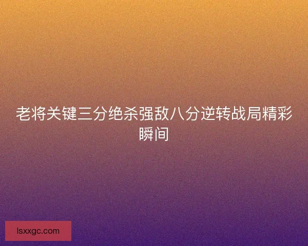 老将关键三分绝杀强敌八分逆转战局精彩瞬间