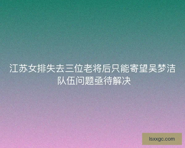 江苏女排失去三位老将后只能寄望吴梦洁 队伍问题亟待解决