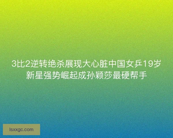3比2逆转绝杀展现大心脏中国女乒19岁新星强势崛起成孙颖莎最硬帮手 3比2逆转绝杀展现大心脏中国女乒19岁新星强势崛起成孙颖莎最硬帮手