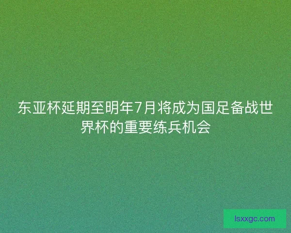 东亚杯延期至明年7月将成为国足备战世界杯的重要练兵机会 东亚杯延期至明年7月将成为国足备战世界杯的重要练兵机会